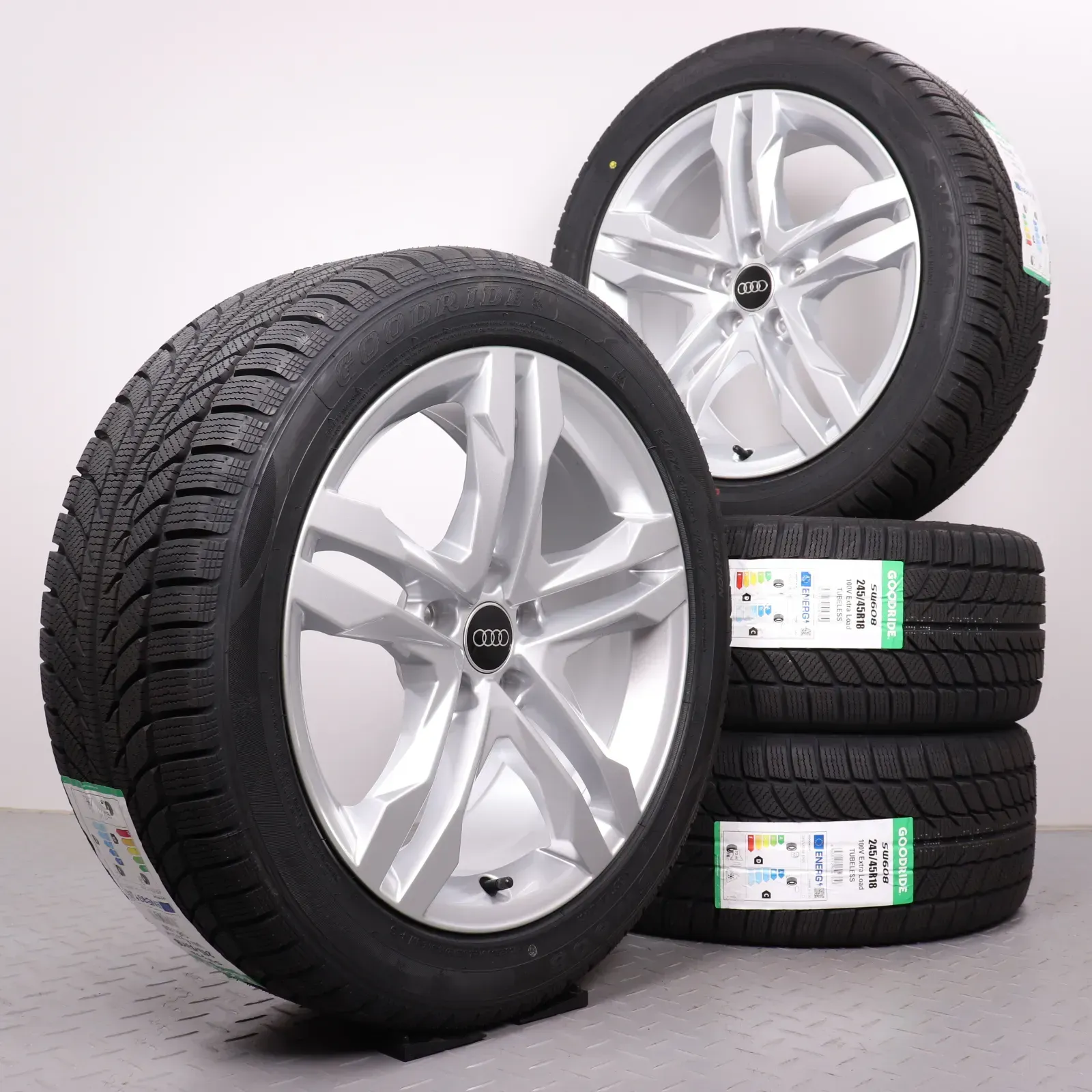 Winterräder 18 Zoll Audi A4 8W B9 Allroad Original Felgen 8W9601025B Winterreifen 245/45R18 100V XL Goodride SW608 5 Paralellspeichen Design Silber 7,5x18ET29 - Bild 1