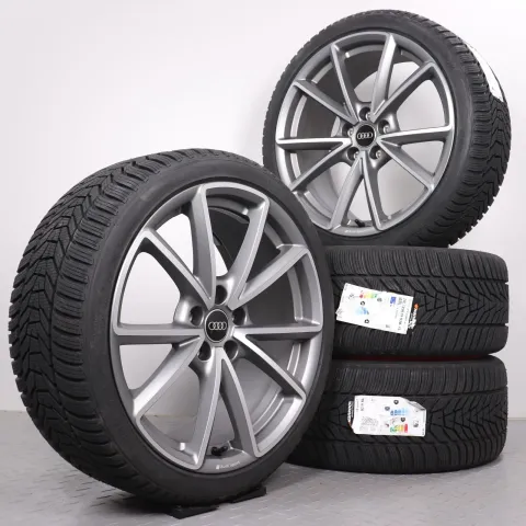 Background image for Winterräder 19 Zoll Audi A4 S4 8W B9 Original Felgen 8W0601025EA Winterreifen Hankook Winter i*cept EVO3 245/35R19 93W XL 5-V Speichen AUDI SPORT Titanoptik NEU