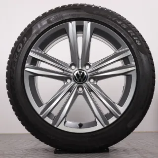 Winterräder 18 Zoll VW Arteon 3H Original Felgen 3G8601025N Winterreifen 5,5&6,5mm DOT23 245/45R18 96V Pirelli Winter Sottozero 3 Sebring grau 8x18ET40 5x112 Winterradsatz - Bild 3