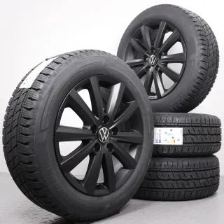 Winterräder 17 Zoll VW T5 T6 T6.1 Original Felgen Merano schwarz matt 7E0071497A Winterreifen 215/60R17 109/107T Hankook RW12 i*cept LV 7x17ET56 5x120 NEU - Bild 1