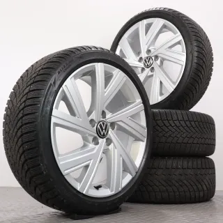 Winterräder 18 Zoll VW Golf 8 CD Original Felgen 5H0601025AB 7,5-8mm DOT23 Winterreifen 225/40R18 92V XL AO Bridgestone Blizzak LM005 Bergamo silber 7,5x18ET51 5x112 - Bild 1