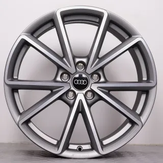 Alufelgen 19 Zoll Audi A4 S4 8W B9 Original Felgen Felgensatz 5-V Speichen AUDI SPORT Titanoptik 8W0601025EA grau glanzgedreht 8,5x19ET40 5x112 66,6mm NEU - Bild 2