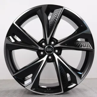 Alufelgen 22 Zoll Audi RS6 RS7 4K C8 Original Felgen Felgensatz 5V-Speichen-Trapez-Design 4K0601025BC schwarz glanzgedreht 10,5x22ET19 5x112 66,6 NEUWERTIG - Bild 3