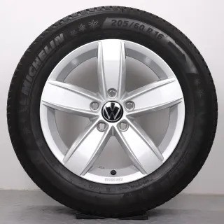 Winterräder 16 Zoll VW T-Roc A1 Original Felgen 2GA071496A Winterreifen DOT24 205/60R16 92H AO Michelin Alpin 5 Corvara silber 6x16ET45 5x112 Alufelgen Winterradsatz - Bild 2