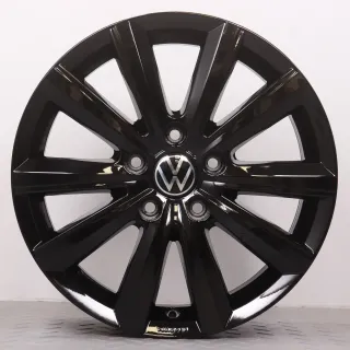 Alufelgen 17 Zoll VW T5 T6 T6.1 Original Felgen Felgensatz Merano 7E0071497A schwarz glänzend 7x17ET56 5x120 65,1mm Bus Multivan Transporter - Bild 4