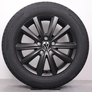 Sommerräder 17 Zoll VW T5 T6 T6.1 Original Felgen Merano schwarz matt 7E0071497 Sommerreifen 215/60R17 109/107T Hankook RA58 Vantra Transit 7x17ET55 5x120 NEU - Bild 4