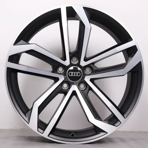 Background image for 1x Alufelge 19 Zoll Audi A4 S4 8W B9 Original Felge Einzelfelge Ersatz 5-Arm-Sidus 8W0071499 schwarz glanzgedreht 8,5x19ET40 5x112 66,6mm NEU