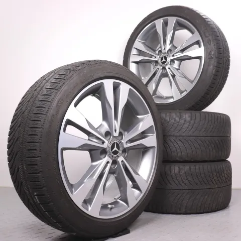 Background image for Winterräder 18 Zoll Mercedes C-Klasse W205 S205 C205 A205 Original Felgen A2054012802 & A2054012902 Reifen Michelin 4,5-5 225/45R18 & 245/40R18 RDK