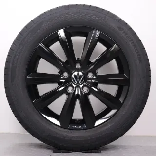 Sommerräder 17 Zoll VW T5 T6 T6.1 Original Felgen Merano schwarz glanz 7E0071497A Sommerreifen 215/60R17 109/107T Hankook RA58 Vantra Transit 7x17ET56 5x120 NEU - Bild 2