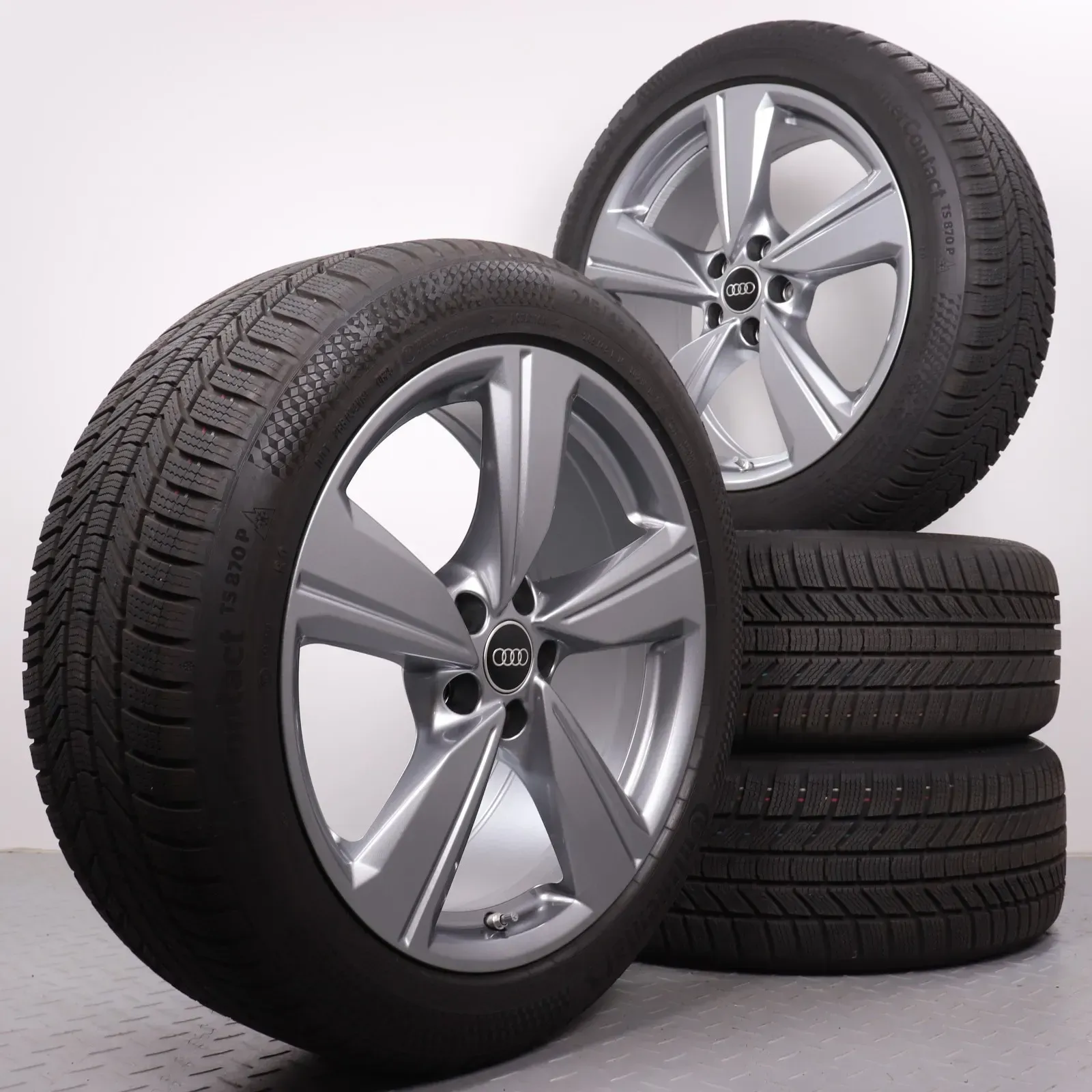Winterräder 19 Zoll Audi A6 C9 Original Felgen 4P0601025G Winterreifen DOT25 8mm 245/45R19 102W XL R01 Continental Winter Contact TS870P Alufelgen 5-Arm Platingrau RDK - Bild 1