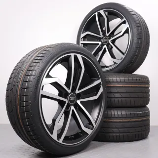 Sommerräder 19 Zoll Audi A4 S4 8W B9 Original Felgen Sidus 8W0071499 Sommerreifen Hankook Ventus S1 EVO2 245/35R19 93Y XL RO1 5-Arm-Sidus-Design schwarz glanzgedreht NEU - Bild 1