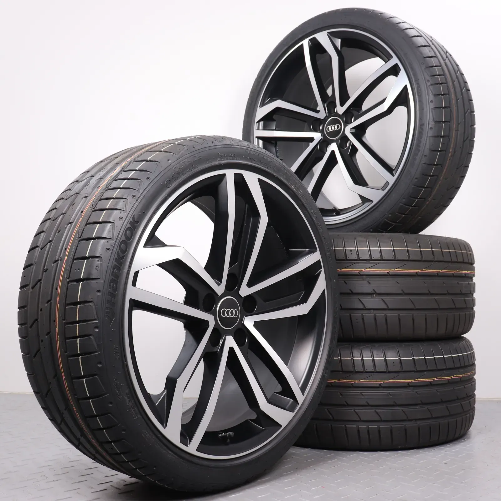 Sommerräder 19 Zoll Audi A4 S4 8W B9 Original Felgen Sidus 8W0071499 Sommerreifen Hankook Ventus S1 EVO2 245/35R19 93Y XL RO1 5-Arm-Sidus-Design schwarz glanzgedreht NEU - Bild 1