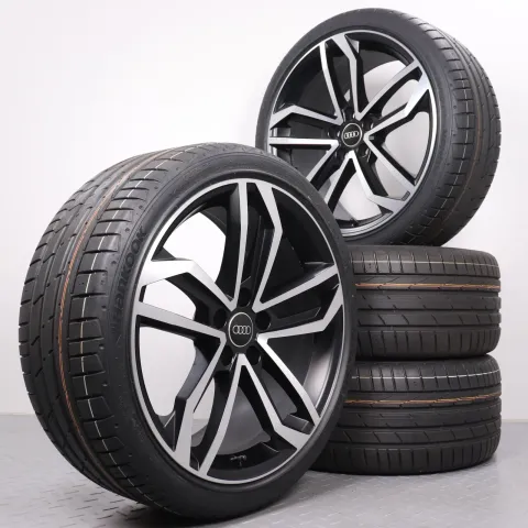 Background image for Sommerräder 19 Zoll Audi A4 S4 8W B9 Original Felgen Sidus 8W0071499 Sommerreifen Hankook Ventus S1 EVO2 245/35R19 93Y XL RO1 5-Arm-Sidus-Design schwarz glanzgedreht NEU