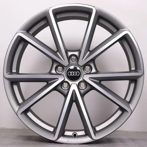 Background image for 1x Alufelge 19 Zoll Audi A4 S4 8W B9 Original Felge Einzel Ersatz 5-V Speichen AUDI SPORT Titanoptik 8W0601025EA grau glanzgedreht 8,5x19ET40 5x112 66,6mm NEU