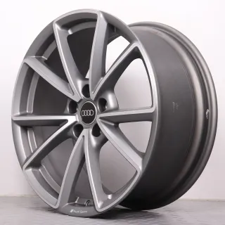 1x Alufelge 19 Zoll Audi A4 S4 8W B9 Original Felge Einzel Ersatz 5-V Speichen AUDI SPORT Titanoptik 8W0601025EA grau glanzgedreht 8,5x19ET40 5x112 66,6mm NEU - Bild 2