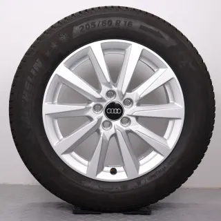 Winterräder 16 Zoll Audi A1 CityCarver / Allstreet Original Felgen 82A601025C Winterreifen DOT22 8mm 205/60R16 92H AO Michelin Alpin 5 10-Speichen Design silber 6,5x16ET40 - Bild 7