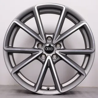 Alufelgen 19 Zoll Audi A4 S4 8W B9 Original Felgen Felgensatz 5-V Speichen AUDI SPORT Titanoptik 8W0601025EA grau glanzgedreht 8,5x19ET40 5x112 66,6mm NEU - Bild 4