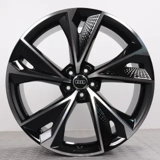 Alufelgen 22 Zoll Audi RS6 RS7 4K C8 Original Felgen Felgensatz 5V-Speichen-Trapez-Design 4K0601025BC schwarz glanzgedreht 10,5x22ET19 5x112 66,6 NEUWERTIG - Bild 5