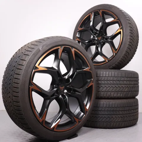 Background image for Winterräder 20 Zoll Cupra Formentor VZ5 Original Felgen 5FF601025M Winterreifen 255/35R20 97W XL Continental Winter Contact TS850P schwarz kupfer 8,5x20ET40 5x112 Alufelgen