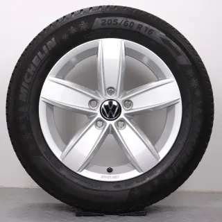 Winterräder 16 Zoll VW T-Roc A1 Original Felgen 2GA071496A Winterreifen DOT24 205/60R16 92H AO Michelin Alpin 5 Corvara silber 6x16ET45 5x112 Alufelgen Winterradsatz - Bild 4