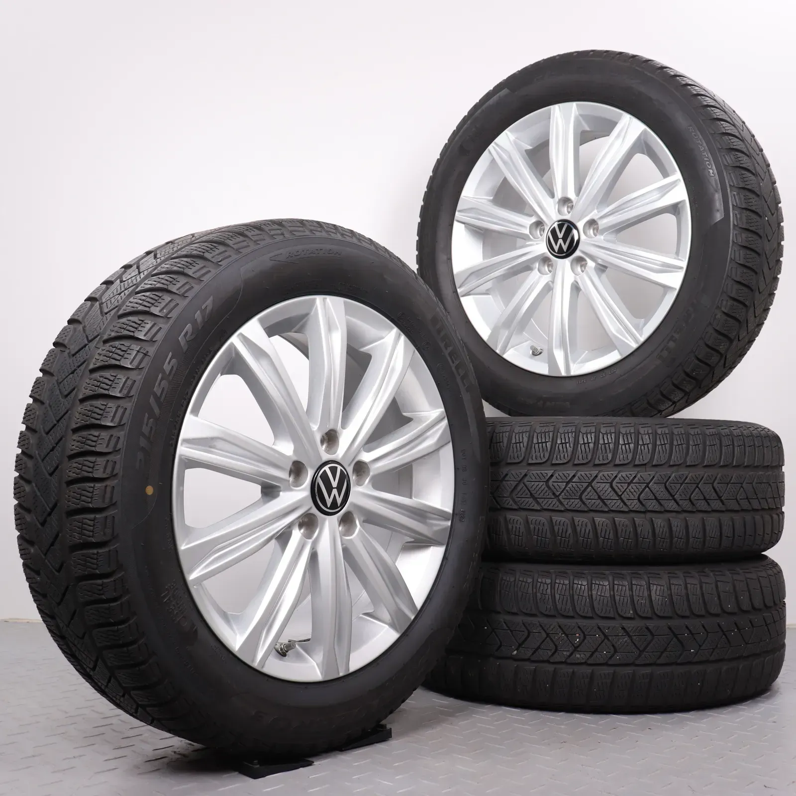 Winterräder 17 Zoll VW Touran II 5T Original Felgen Stockholm 5TA601025D Winterreifen 215/55R17 94H Pirelli Sottozero 3 Seal-Inside - Bild 1