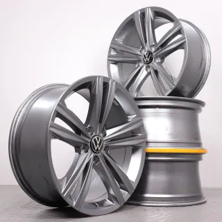 Alufelgen 18 Zoll VW Arteon 3H Original Felgen Felgensatz Sebring 3G8601025N Galvanograu 8x18ET40 5x112 57,1 - Bild 1