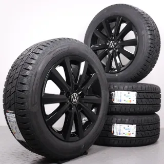 Winterräder 17 Zoll VW T5 T6 T6.1 Original Felgen Merano schwarz glanz 7E0071497A Winterreifen 215/60R17 109/107T Hankook RW12 i*cept LV 7x17ET56 5x120 NEU - Bild 1