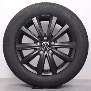 Sommerräder 17 Zoll VW T5 T6 T6.1 Original Felgen Merano schwarz matt 7E0071497 Sommerreifen 215/60R17 109/107T Hankook RA58 Vantra Transit 7x17ET55 5x120 NEU - Bild 3