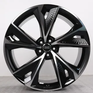 Alufelgen 22 Zoll Audi RS6 RS7 4K C8 Original Felgen Felgensatz 5V-Speichen-Trapez-Design 4K0601025BC schwarz glanzgedreht 10,5x22ET19 5x112 66,6 NEUWERTIG - Bild 2