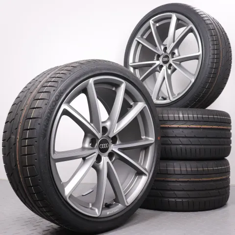 Background image for Sommerräder 19 Zoll Audi A4 S4 8W B9 Original Felgen 8W0601025EA Sommerreifen Hankook Ventus S1 EVO2 245/35R19 93Y XL RO1 5-V Speichen AUDI SPORT Titanoptik NEU