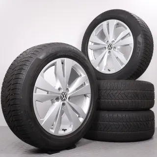 Winterräder 19 Zoll VW ID.4 & ID.5 Original Felgen Loen 11A071499 Winterreifen DOT23 5mm & 4,5-5mm 235/55R19 & 255/50R19 Pirelli Scorpion Winter silber 5x112 - Bild 1