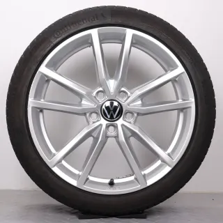 Winterräder 18 Zoll VW Golf 7 VII & Golf Sportsvan Original Felgen 5G0601025EC Winterreifen 225/40R18 92V XL Continental Winter Contact TS870P Pretoria silber 7,5x18ET51 - Bild 4