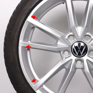 Winterräder 18 Zoll VW Golf 7 VII & Golf Sportsvan Original Felgen 5G0601025EC Winterreifen 225/40R18 92V XL Continental Winter Contact TS870P Pretoria silber 7,5x18ET51 - Bild 5