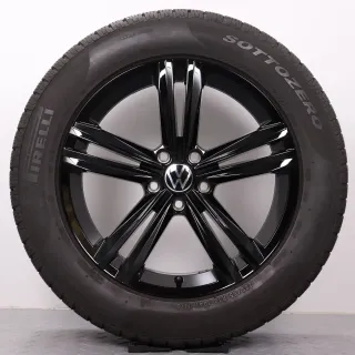 Winterräder 18 Zoll VW Tiguan II & Allspace Original Felgen Sebring schwarz 5NA601025AQ Winterreifen DOT23 7,5 & 8mm 235/55R18 104H XL AO Pirelli Sottozero Winter 210 Serie 2 - Bild 2