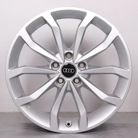Background image for 1x Alufelge 18 Zoll Audi A4 S4 8W B9 Original Einzelfelge Ersatzfelge 10-Speichen-V-Design 8W0601025ED silber 7,5x18ET39 5x112 66,6mm