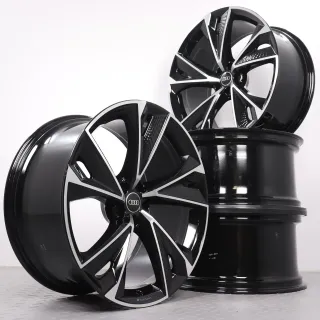 Alufelgen 22 Zoll Audi RS6 RS7 4K C8 Original Felgen Felgensatz 5V-Speichen-Trapez-Design 4K0601025BC schwarz glanzgedreht 10,5x22ET19 5x112 66,6 NEUWERTIG - Bild 1