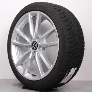 Winterräder 18 Zoll VW Golf 7 VII & Golf Sportsvan Original Felgen 5G0601025EC Winterreifen 225/40R18 92V XL Continental Winter Contact TS870P Pretoria silber 7,5x18ET51 - Bild 7