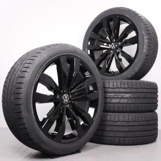 Sommerräder 20 Zoll VW Tiguan II & Allspace Original Felgen Suzuka 5NA601025G Sommerreifen 255/40R20 101Y XL Hankook Ventus S1 EVO3 8,5x20ET38 schwarz glänzend - Bild 1