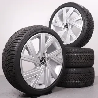 Winterräder 18 Zoll VW Golf 8 CD Original Felgen 5H0601025AB NEU DEMO DOT23 Winterreifen 225/40R18 92V XL AO Bridgestone Blizzak LM005 Bergamo silber 7,5x18ET51 5x112 - Bild 1