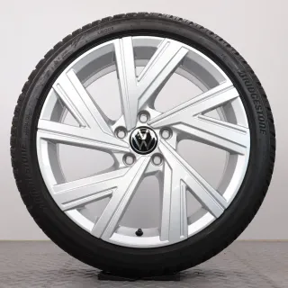Winterräder 18 Zoll VW Golf 8 CD Original Felgen 5H0601025AB 7,5-8mm DOT23 Winterreifen 225/40R18 92V XL AO Bridgestone Blizzak LM005 Bergamo silber 7,5x18ET51 5x112 - Bild 5