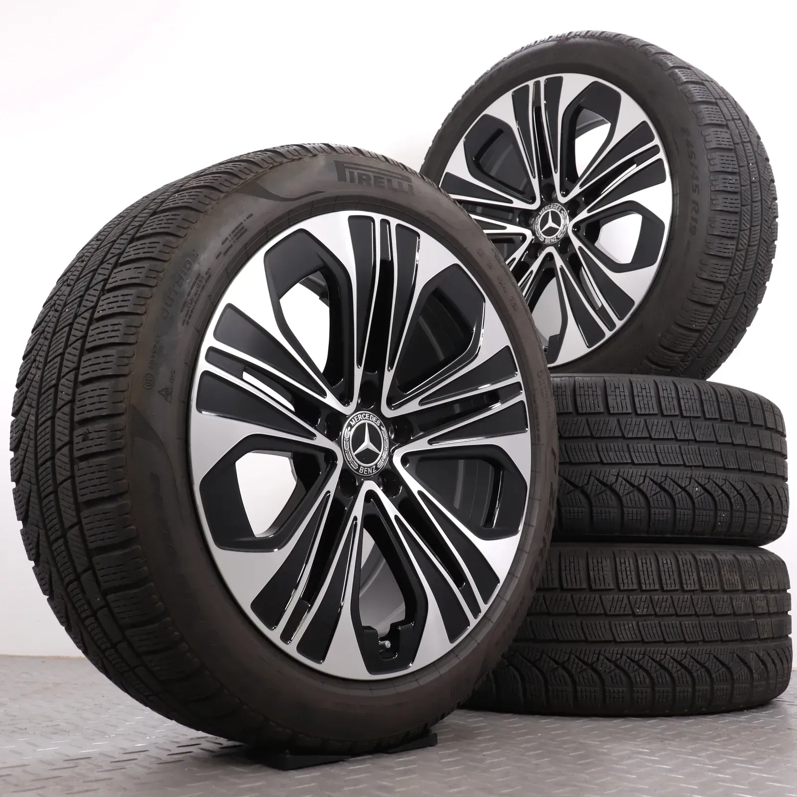 Winterräder 19 Zoll Mercedes-Benz W214 S214 Original Felgen A2144012300 Winterreifen 2x4-4,5mm / 2x5-5,5mm DOT23 245/45R19 102H XL MO (Mercedes-Original) Pirelli RDK - Bild 1