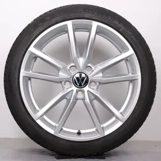 Winterräder 18 Zoll VW Golf 7 VII & Golf Sportsvan Original Felgen 5G0601025EC Winterreifen 225/40R18 92V XL Continental Winter Contact TS870P Pretoria silber 7,5x18ET51 - Bild 6