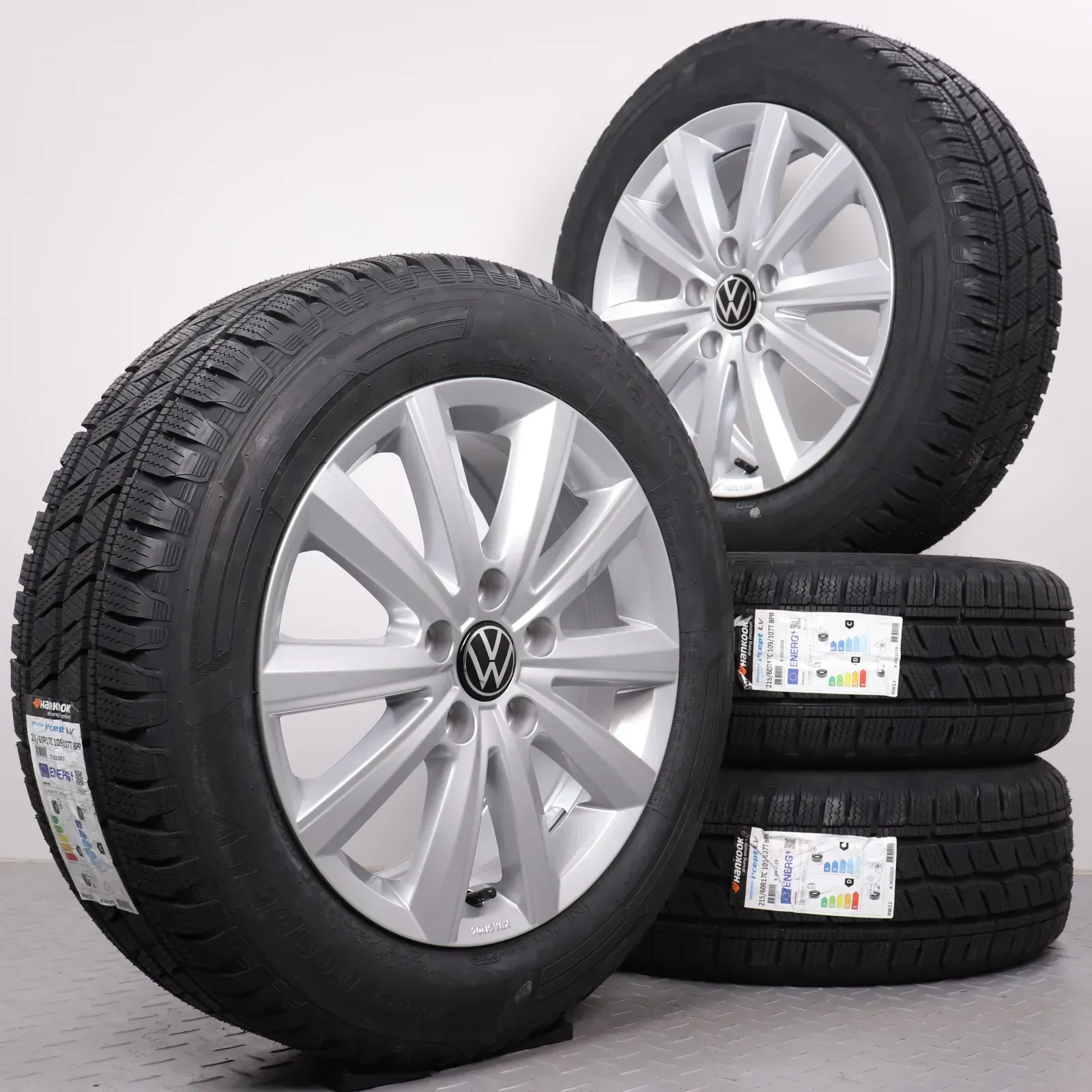 Winterräder 17 Zoll VW T5 T6 T6.1 Original Felgen Merano 7E0071497 Winterreifen 215/60R17 109/107T Hankook RW12 i*cept LV 7x17ET55 5x120 NEU - Bild 1