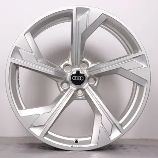 Alufelgen 20 Zoll Audi RS4 8W B9 & RS5 F5 8W Original Felgen Felgensatz 5-Arm-Flag-Design 8W0601025DR silber 9x20ET22 5x112 66,6mm NEU DEMO - Bild 4