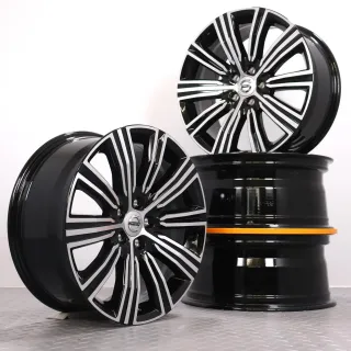 Alufelgen 18 Zoll Volvo V60 S60 R-Design Original Felgen Felgensatz 10 Multi Spoke Black Diamond Cut 31471312 schwarz glanzgedreht 8x18ET42 5x108 63,4mm - Bild 1
