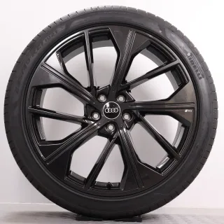 Sommerräder 21 Zoll Audi Q5 / SQ5 FY Original Felgen 80A601025CD Sommerreifen DOT24 255/40R21 102Y XL RO1 Pirelli P Zero PZ4 5-V-Speiche RS schwarz metallic NEU DEMO - Bild 5