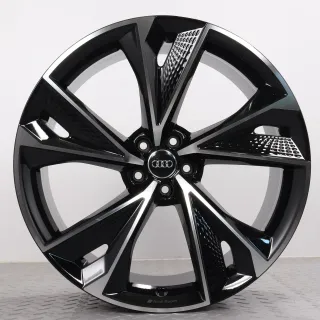 Alufelgen 22 Zoll Audi RS6 RS7 4K C8 Original Felgen Felgensatz 5V-Speichen-Trapez-Design 4K0601025BC schwarz glanzgedreht 10,5x22ET19 5x112 66,6 NEUWERTIG - Bild 4