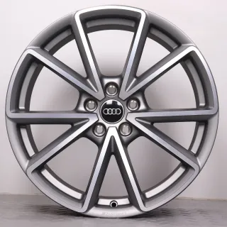 Alufelgen 19 Zoll Audi A4 S4 8W B9 Original Felgen Felgensatz 5-V Speichen AUDI SPORT Titanoptik 8W0601025EA grau glanzgedreht 8,5x19ET40 5x112 66,6mm NEU - Bild 3