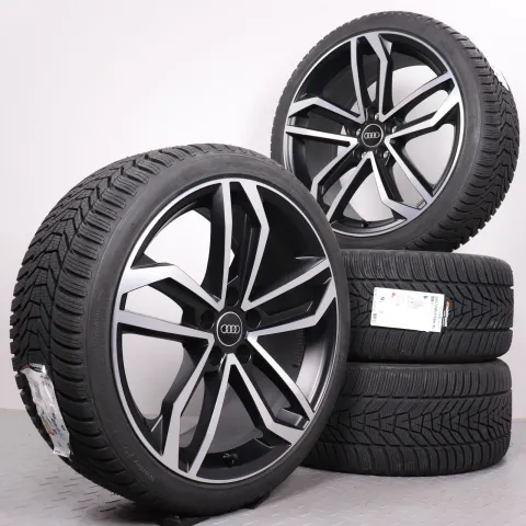 Background image for Winterräder 19 Zoll Audi A4 S4 8W B9 Original Felgen Sidus 8W0071499 Winterreifen Hankook Winter i*cept EVO3 245/35R19 93W XL 5-Arm-Sidus-Design schwarz glanzgedreht NEU