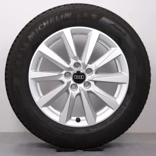 Winterräder 16 Zoll Audi A1 CityCarver / Allstreet Original Felgen 82A601025C Winterreifen DOT22 8mm 205/60R16 92H AO Michelin Alpin 5 10-Speichen Design silber 6,5x16ET40 - Bild 5